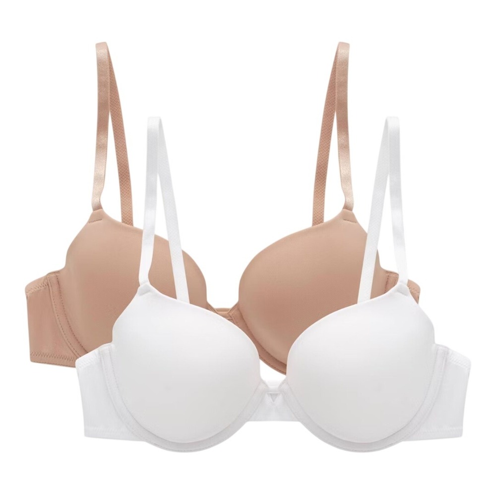 Maidenform Women's White Almond Convertible Straps T-Shirt Bra 2pk Size 36B